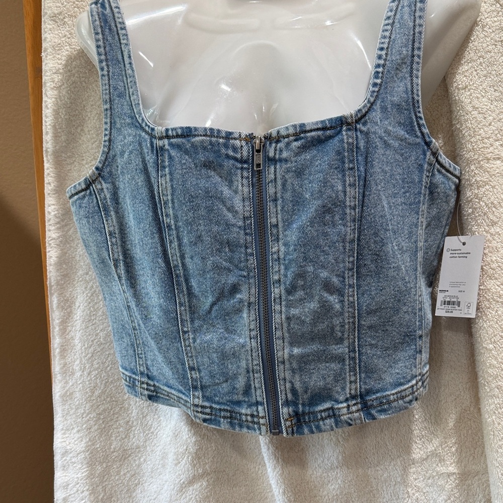 SO Light Blue Denim Crop Top